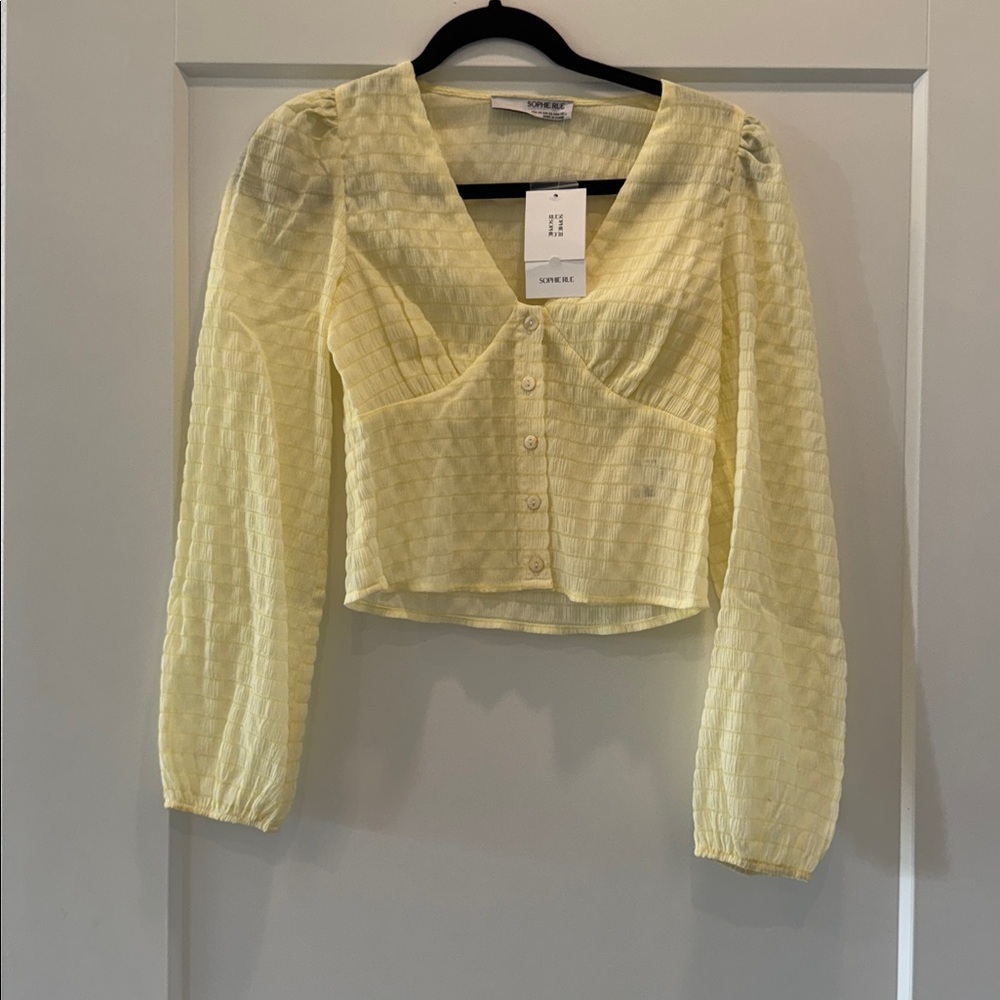 Sophie rue Long sleeve yellow sheer cropped shirt